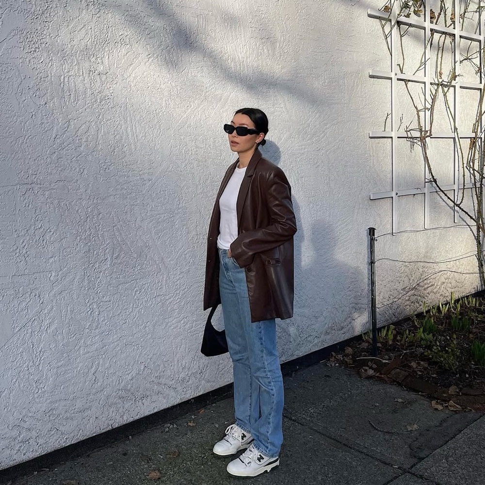 Zara Brown Leather Blazer